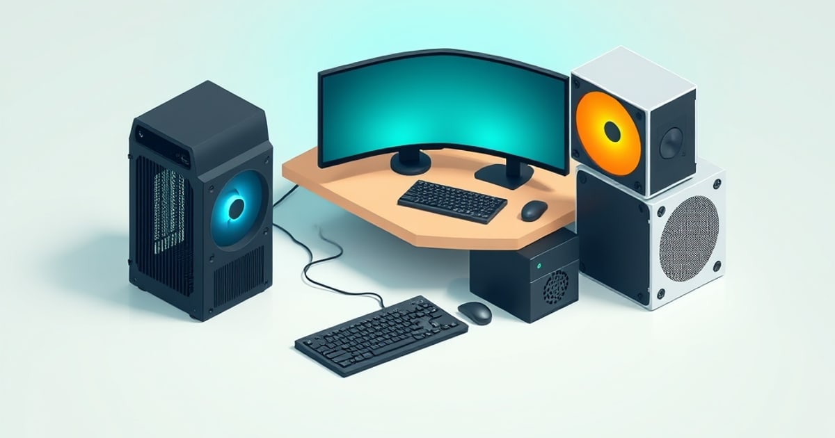 Silent fanless mini PC with passive heatsink chassis running a home server stack on a shelf